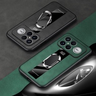 PU Leather Magnetic Ring Holder Shockproof Cover For Redmi K90 Pro Max Sheepskin Bracket Phone Case 