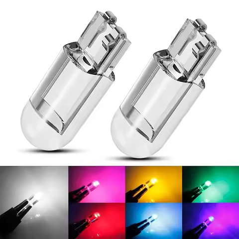 10-30pcs W5W 194 T10 Glass Housing Cob LED Car bulb 3000K 6000K White Blue Red Wedge License Plate L