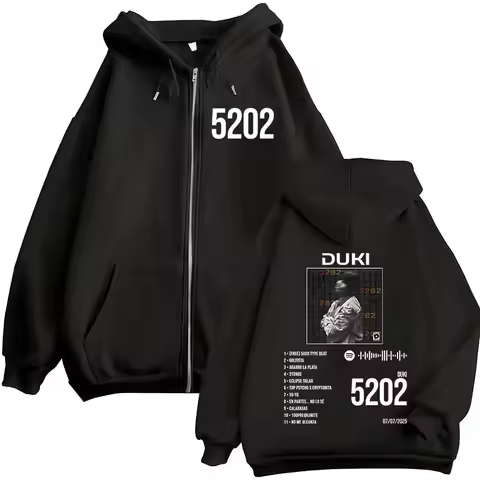 Rapper Duki 5202 MIXTAPE 2025 Album Zipper Hoodies Men Women Clothing Fashion Hip Hop Zip Up Hooded 