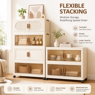 Multipurpose Foldable Storage Cabinet 3-6Layers with Magnetic Door & Wheel Almari Baju Plastik Kukuh