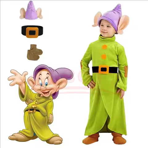 Seven Dwarf Man Costume Snow Princess Outfit Christmas Child Boys Girls Big Ears Elf Pixie Cosplay S