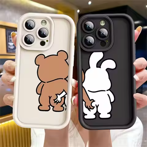 Best Friend Bear Rabbit Case for Apple iPhone 11 15 Pro Max 14 Plus 13 12 16 Shockproof Protective S