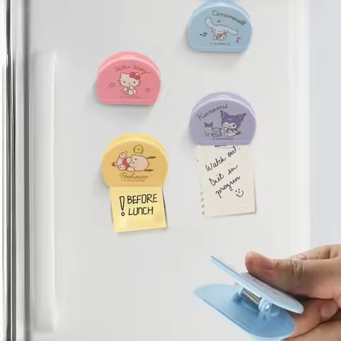 1pc Hello Cute Kitty Kuromi Cinnamoroll Cartoon Refrigerator Magnet Paper Clip Cute Kitty Cat Memo O