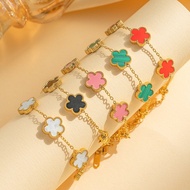 Titanium Steel Clover Five-Leaf Flower Bracelet Women's Light Luxury All-Match High-End Feeling 18k 