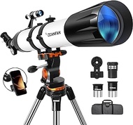 Dianfan Telescope,90mm Aperture 800mm (32X-240X) Telescopes for Adults Astronomy,Portable Professional Refractor Telescope for Beginners &amp; Kids,with Stainless Tripod &amp; Phone Adapter,Carry Bag