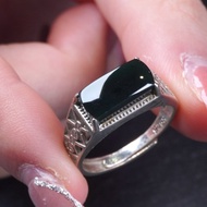 墨翠翡翠馬鞍戒指 925純銀鑲嵌 | 天然緬甸玉A貨翡翠 | 送禮