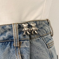 Korean Fashion Little Bear Pants Hook No Need To Pierce Metal Hook Waist Adjustment Button Jeans Wai