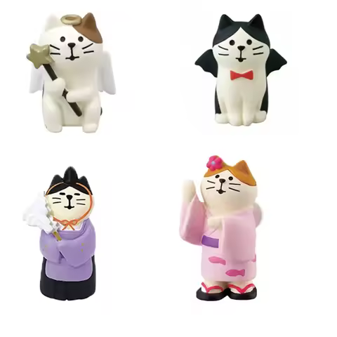 1pc Zakka Angel Devil Decole Cats Figurine Resin Craft Toys Home Decor Bookshelf Decoration Collecti