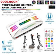 COOLMOON ARGB Hub ( 5V 3PIN ARGB + 4 Pin PWM ) PC Case CPU Fan Controller Remote Light Sync ARGB Con
