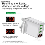 5V 3A Charger Head Digital Display High Compatibility ABS Portable 3-USB Charger Head for Home