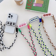 Letter Peach Mobile Phone Back Clip Lanyard Creative Mobile Phone Diagonal Lanyard Suitable for All Mobile Phones