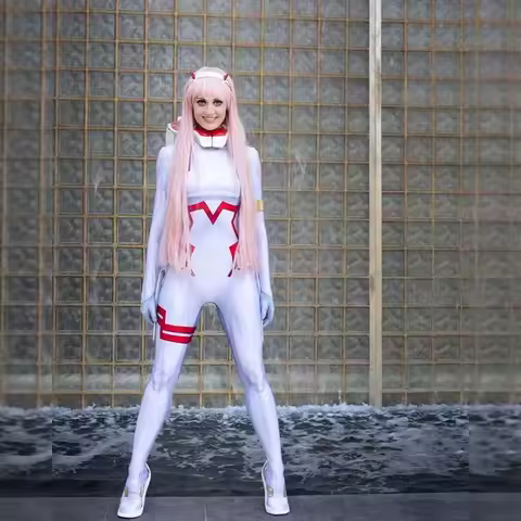 Halloween Adults White Zero Two 02 Suit DARLING in the FRANXX Cosplay Costume Zentai Bodysuit Woman 