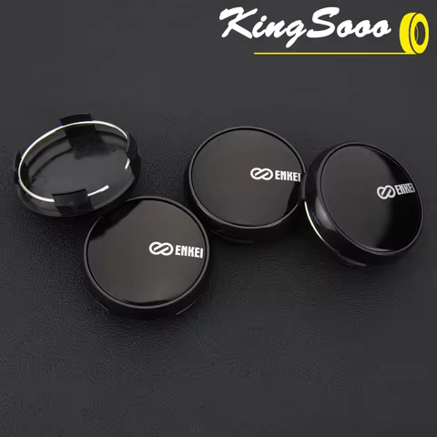 4PCS JDM Clip 60mm Cap Sport Rim ENKEI Emblem Wheel Center Caps Wheel Cover Caps Hub Cap Black & Sil