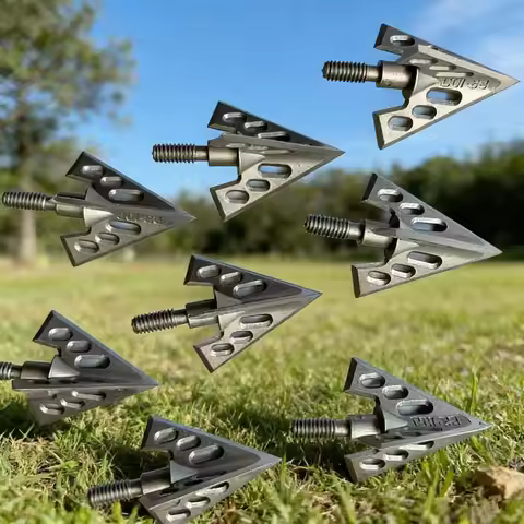 6/12 100 Grain Stainless Steel 3 Blade Fixed Arrowheads Tip Archery Broadheads Compound Bow Hunting