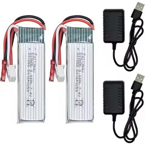 2PCS 600mAh Li-po Battery with 2 USB Charger, Rechargeable Battery kit Compatible with WLtoys A280 A
