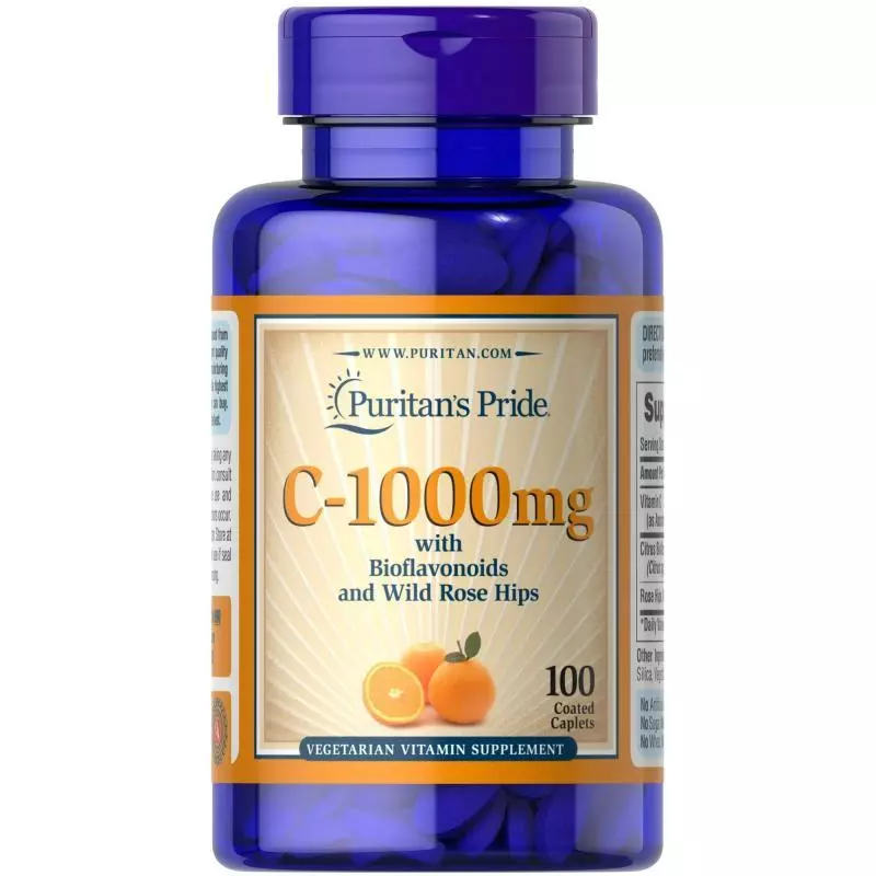 Puritan's Pride วิตามินซี Vitamin C-1000 mg with Bioflavonoids and Rose Hips 60 / 100  Caplets ชะลอวัย ผิวพรรณเปล่งปลั่ง มี 2 ขนาดให้เลือก