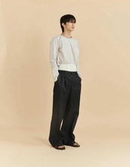 MAISON L BOMD - OFF WHITE STRIPED & INDIGO JEANS DOUBLE WAIST TROUSERS