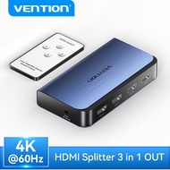 【ส่งจากไทย】Vention กล่องแยกสัญญาณ HDMI ตัวแยก HDMI HDMI Switcher 3 In 1 Out for XBOX 360 PS4/PS3 Sma