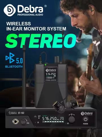 Debra Stereo ST-102 UHF IEM Wireless In-Ear Monitor System 80-300m Transmission Distance For Stage P