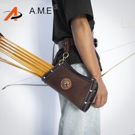 Leather Arrow Belt Quiver Waist Bag Hip Traditional  Recurve Bow Longbow