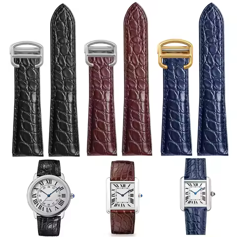 14mm 16mm 17mm 18mm 19mm 20mm 22mm 23mm 25mm For Cartier Tank Must London Solo cowhide Watchband cro