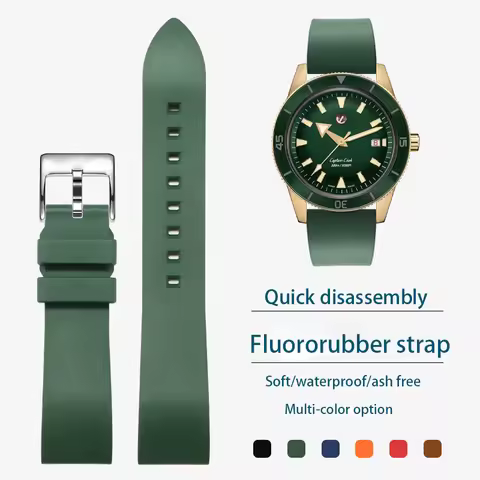 21MM Silicone rubber watch strap For RADO CAPTAIN COOK diving bracelet black green blue Quickly remo