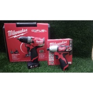 MILWAUKEE M12 FPD-602C 13MM PERCUSSION DRILL + M12 BID-0 BRUSHED 1/4" IMPACT DRIVER COMBO SET RM988