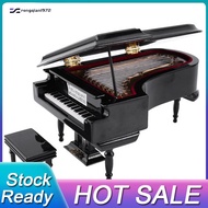 Miniature Grand Piano Model Kit Musical Instrument with Chairfor Home Office Decoration(Black Withou
