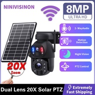 NINIVISION 20X Zoom 4K 8MP IP Camera Solar PTZ Camera Dual Lens PIR Tracking 2-Way Audio CCTV