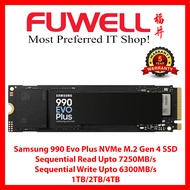 FUWELL - Samsung 990 Evo Plus NVMe M.2 PCIe 4.0x4/PCIe 5.0x2 SSD (1TB/2TB/4TB) [5 Years Local Warran
