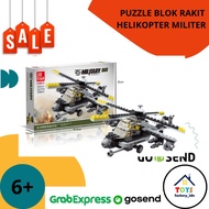 Jie Bintang Military Helicopter Longbow Apache Block Assembled Puzzle Toy