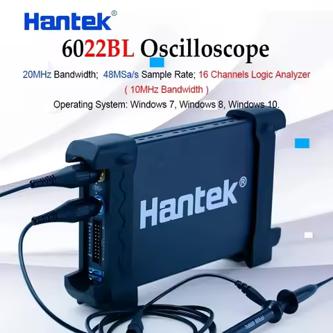 Hantek Portable PC USB digital Oscilloscope 2-Channels +16 Channels Logic Analyzer 6022BL 20MHz 48MS