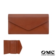 [OMC] Italian Vegetable Tanned Leather Envelope Style Cowhide Long Clip 95115 (Brown)