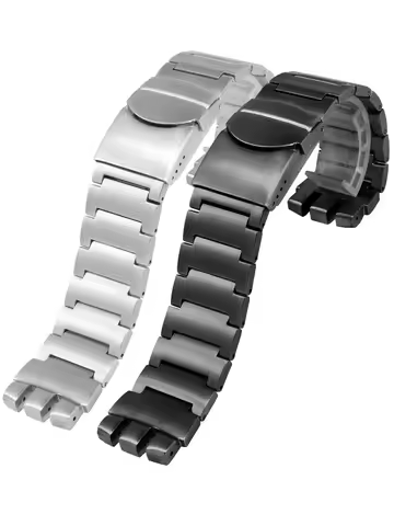 Stainless Steel Watchband Solid 23mm Silver Black For Swatch Men Irony Big Size Watch Strap Folding 