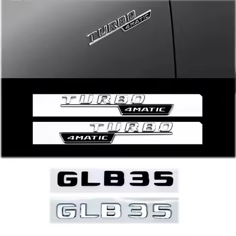 3D ABS Black Logo GLB35 Letters Turbo 4matic Emblem Badge Car Rear Star Sticker For Mercedes Benz GL