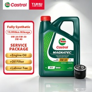 Castrol MAGNATEC Fully Synthetic 0W-20/5W-30/5W-40  Package(Includes Engine Oil & Oil Filter & Servi