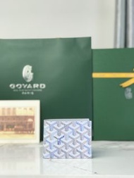 紫鑽🌟誠信商家🌟💜全新 Goyard Matignon PM 經典Y紋 白藍棕 塗層帆布 短款錢包