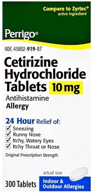 Padagis/Perrigo Cetirizine Hydrochloride 10 mg - 300 Tablets | Zyrtec