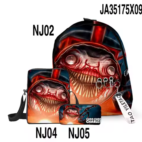 Backpack Charles School Classic Novelty Choo-Choo Charles 3D Print 3pcs/Set pupil School Bags Laptop