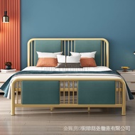 【有现货】Light luxury wrought iron bed 1.2m 1.8m gold soft iron bed frame metal double iron bed Queen Size Bed Single Bed