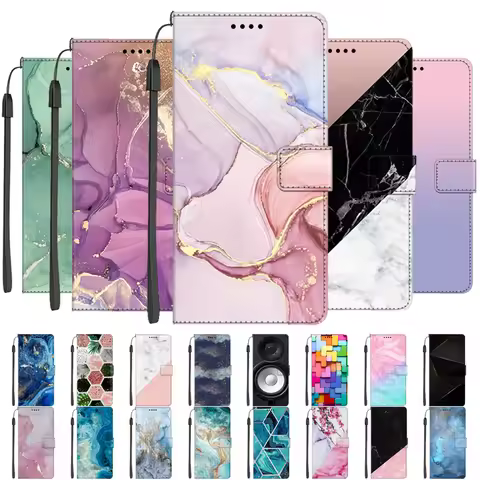 Flip Leather Case For Redmi 9 9T 9A 9C NFC Marble Wallet Phone Case for Xiaomi Redmi Note 9 Pro Note
