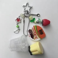 Japanese Pudding Keychain Pink Yellow Egg Flan Charm Y2K Heisei Retro Aesthetic Beaded Cosplay Acces