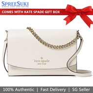 Kate Spade Handbag In Gift Box Crossbody Bag Carson Saffiano Leather Convertib Parchment Off White # WKR00119