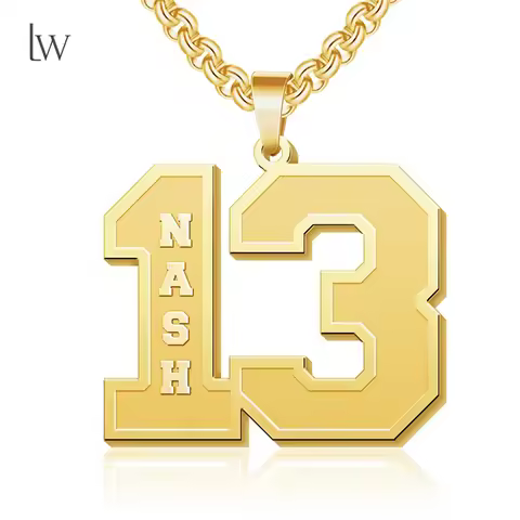 Custom Number Necklace for Men Football Baseball Athletes Jersey Numbers 00-99 with Name Personalize