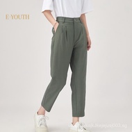 Eyouth 10167 Minimalist Tapered Pants | High Waist Pleated Casual Trousers