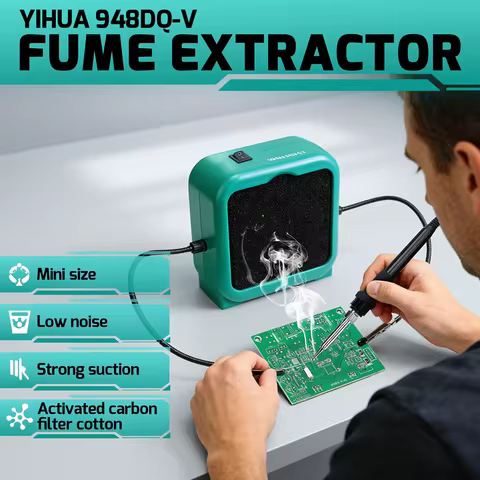 YIHUA 948DQ-V Soldering Fume Extractor Filter Smoke with 2 Helping Hands Min Filtration for Solderin
