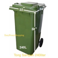 240 Liter Green Dustbin l Tong Sampah Hijau Besar /Tong Sampah Besar beroda (READY STOCK)