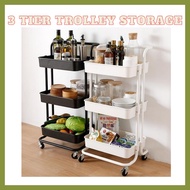 Rack Trolley Storage Multifunction 3 Tier Plastic for Kitchen Rak Dapur Rumah 3 Tingkat Rak Simpanan Serbaguna