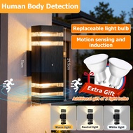 CANMEIJIA การเหนี่ยวนำ โคมไฟติดผนังกลางแจ้ง สี่เหลี่ยม เรืองแสงขึ้น-ลง ใช้หัวหลอด GU10 การตรวจจับแสง