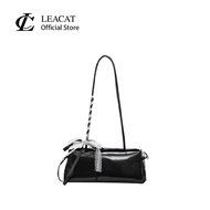 Leacat Korean style minimalist baguette bag women's commuting shoulder bag casual bow underarm bag